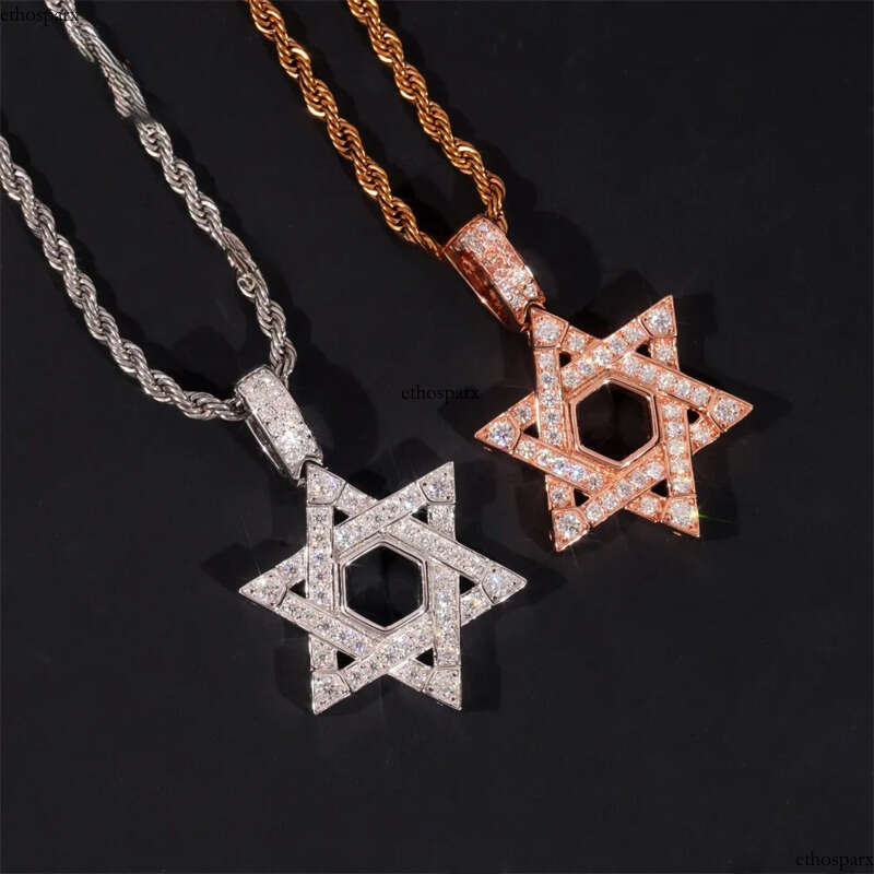 GRA Certificate Pentagram Custom Iced Out Hip Hop Jewelry Sier VVS Moissanite Dia Charm Pendant