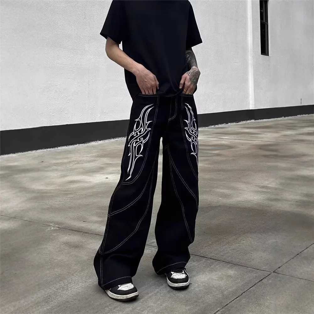 Y2K Vintage Patchwork Baggy Wide Leg Jeans Washed Loose Fit Denim Streetwear Pants for Men Women Retro Casual Style Baggy Jeans J251016