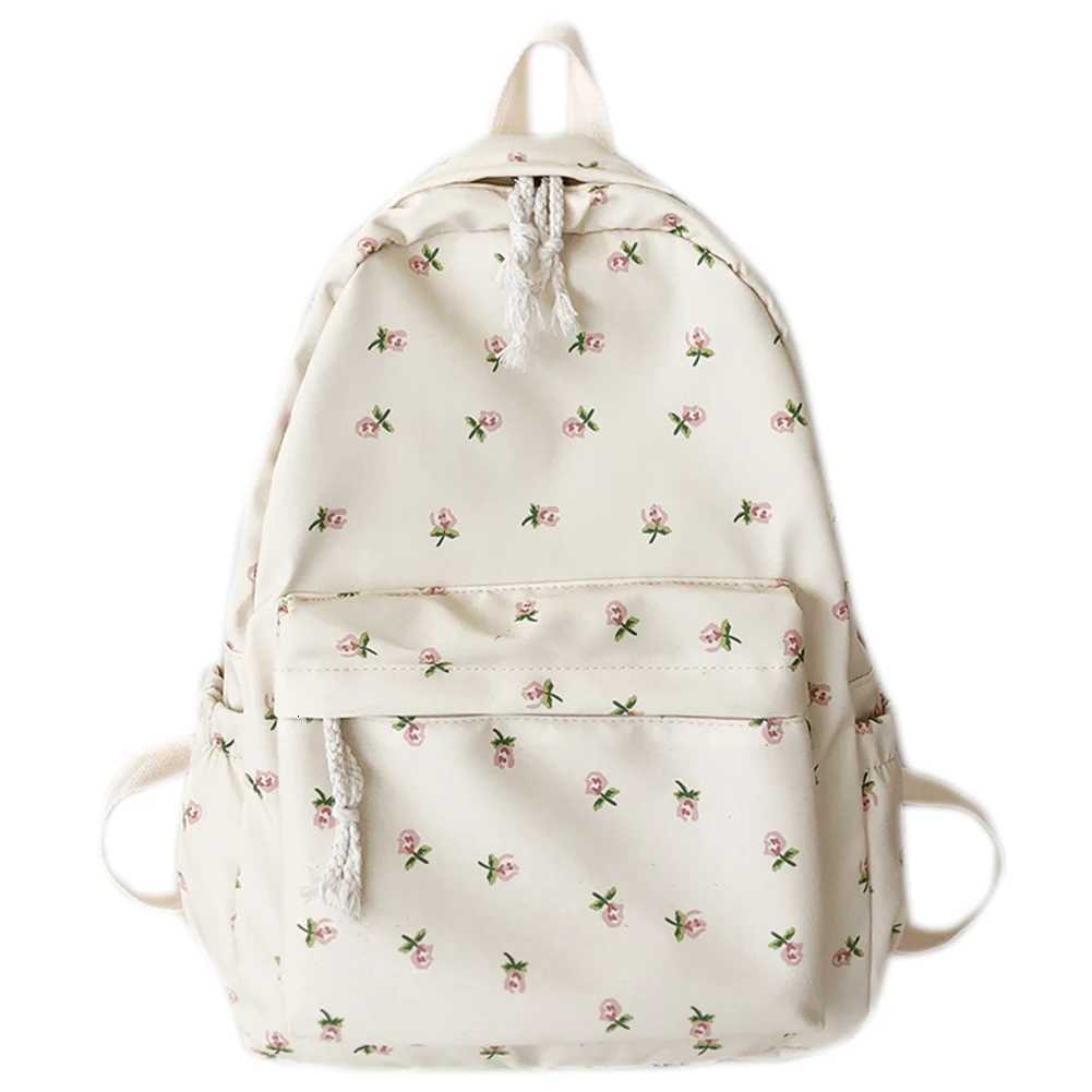 Women Simple Floral Backpack Large Capacity Travel Laptop Rucksack Adjustable Strap Casual Floral Backpack Students Daily BagT251016