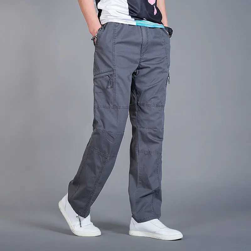 Mens Cotton Casual Pants Casual Elastic Waist Trousers Fitness Sportswear Spring Autumn Outdoor Work Pants Big Size J251203