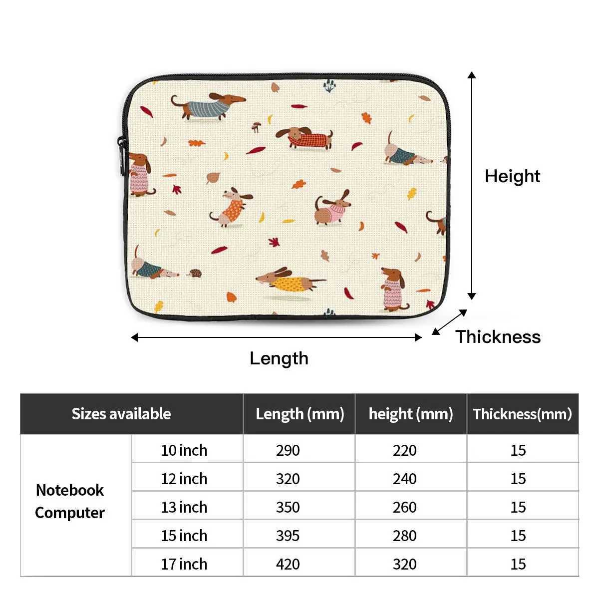 Dachshund Dog Notebook Laptop Bag Case Pouch 10 12 13 15 17 Inch For Macbook Air Pro Tablet Shockproof Case BagW251015