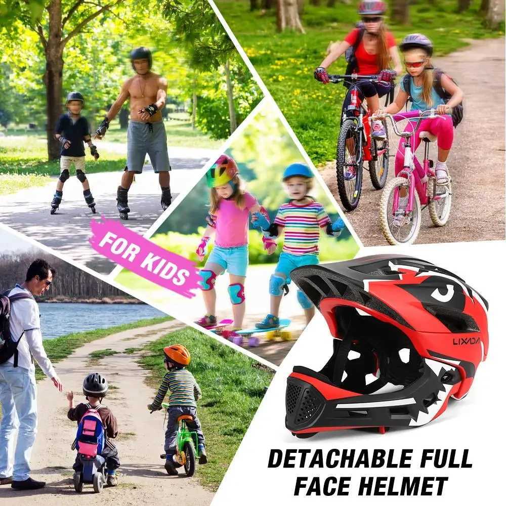 Lixada Kids Detachable Full Face Bike helmet Childrens Sports Child Cycling mtb Motorcycle Skateboarding Roller Skating Helmet W251016