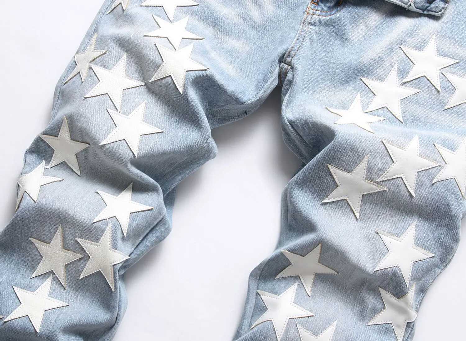 Men Straight Jean Denim Pants Jeans Loose Ankle Length Pant Pockets Casual Washed High Street Distressed Zipper Fly Spliced J251016