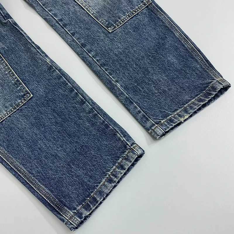 Autumn Mens Jeans With Multiple Pockets Workwear Pants Leg Pants Retro Straight Leg Pants Casual Pants J251016