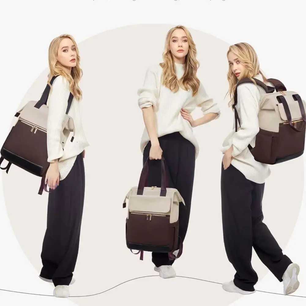 New versatile and simple crossborder womens travel laptop large capacity luggage cream colored backpackT251016