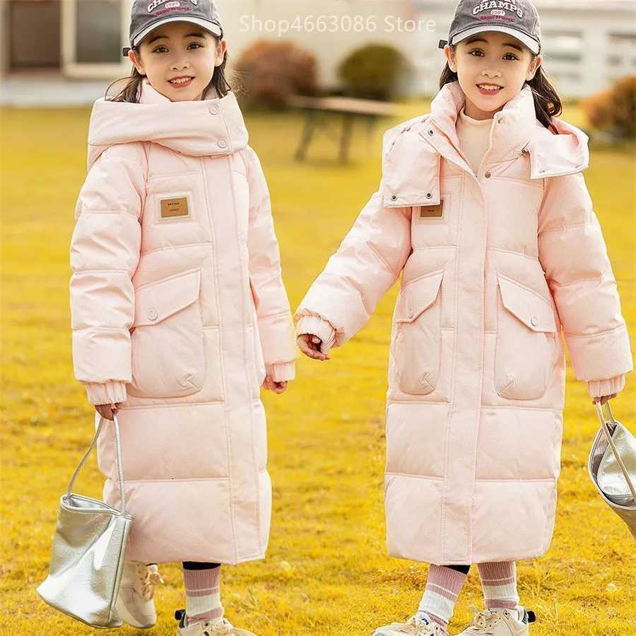 Winter Down Jacket for Girls Windproof Thick Warm Cotton Clothes Lengthen Fashion Hooded Padded Coat for Teenager GirlsT251016