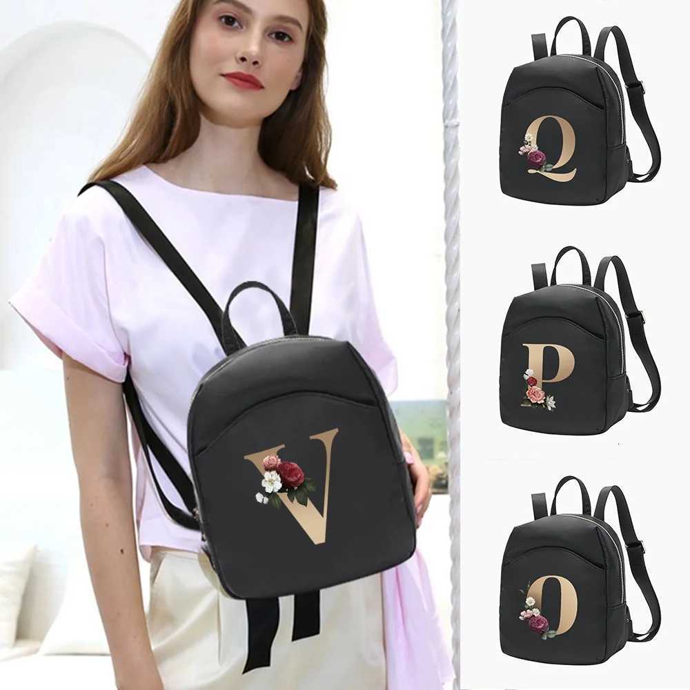 Women Mini Backpack Shoulders Samll School Bag for Girl Crossbody Bag Backpacks Book Bag Gold Letter Series Pattern Shopper BagT251016