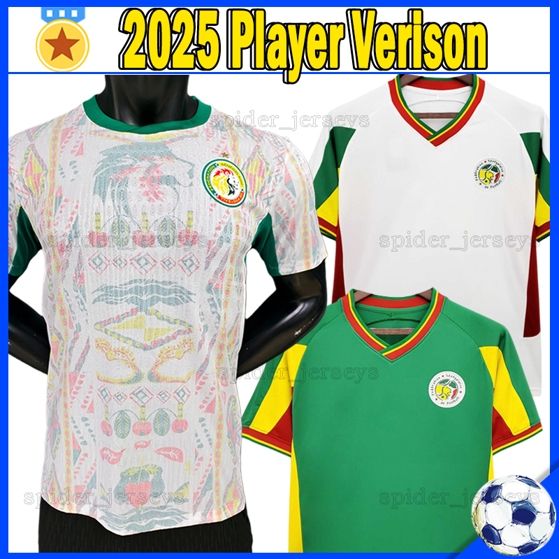 2025 Senegal national football team Soccer Jerseys Retro 2002 Football Shirts MANE P.M.SARR DIALLO N.JACKSON SABALY NDIAYE KOULIBALY 25 26 Player Verison Men Uniforms