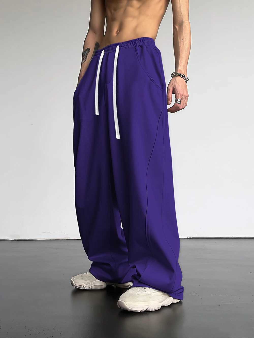 Traf Mens Jogging Straight Sweatpants Street Style Solid Colour Drawstring Casual Pants Four Seasons Casual Mens Pants J251203