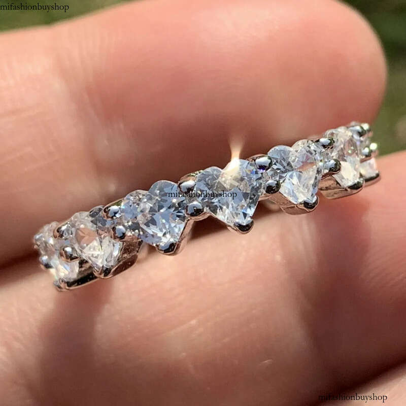 Rulalei Drop Shipping Simple Fashion Jewelry Sterling Sier Pear Cut Stack White Topaz CZ Dia Promise Women Wedding Bridal Ring Set