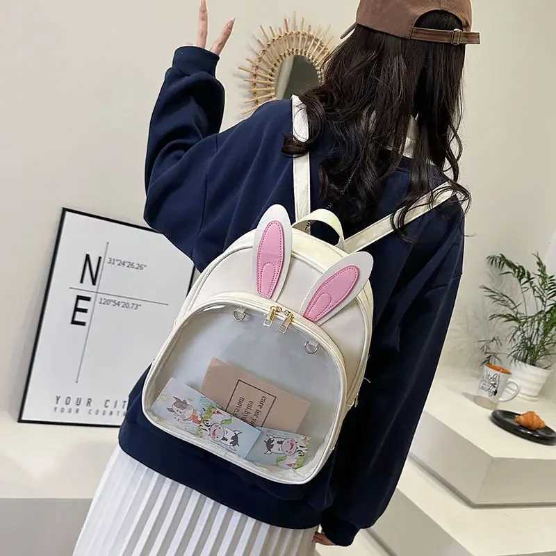 Fashion Chic Y2k Aesthetic Kawaii Student Rabbit Ears Schoolbags Casual All Match Backpacks Korean Transparent Ins Ita BagsT251016