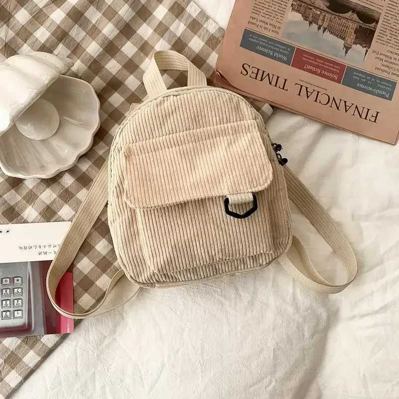 New Corduroy Shoulder Ins Mini Backpack for Womens Korean Version High School Student Forest Style Minimalist Retro BackpackT251016
