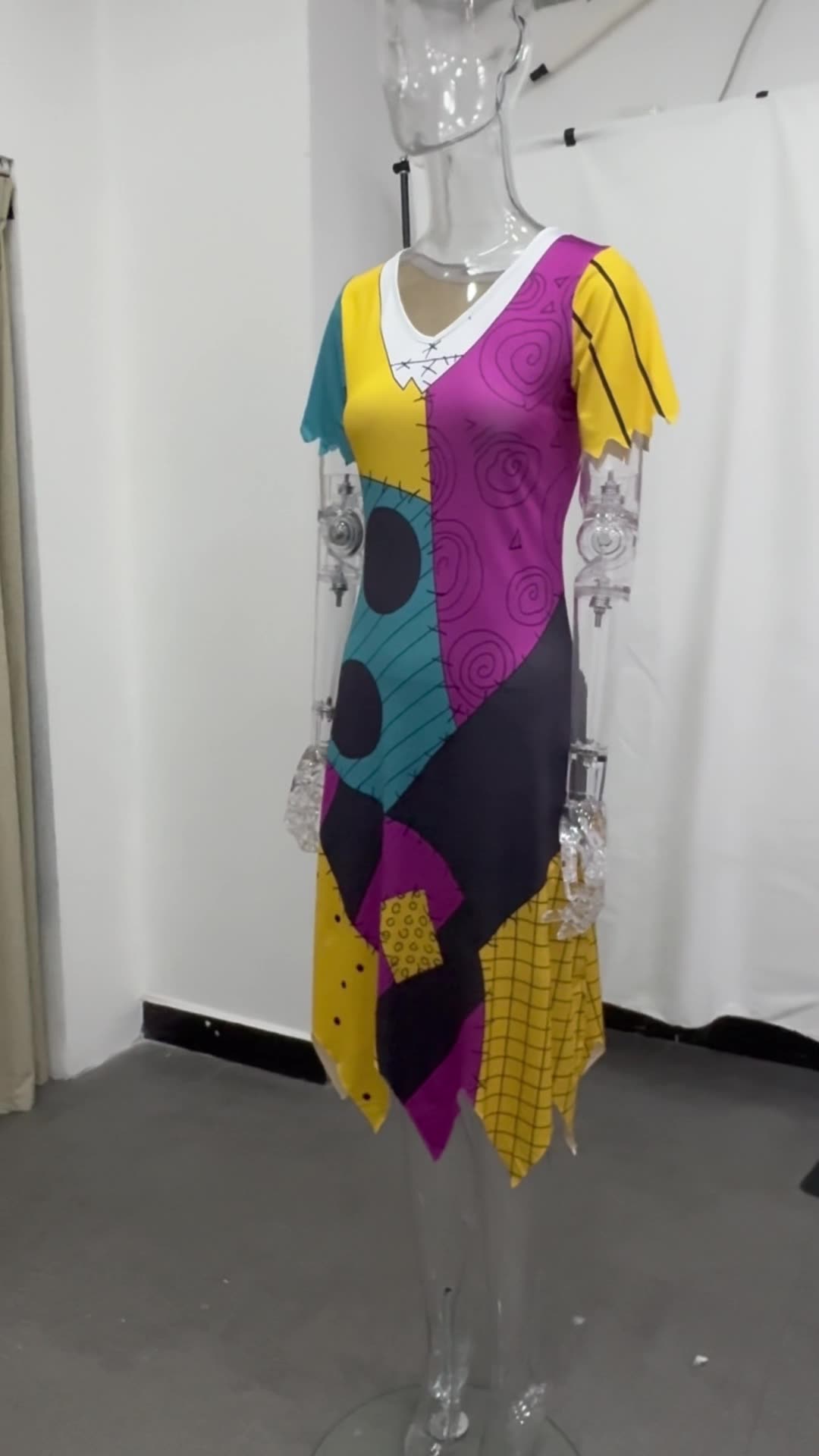 C17500 Summer 3D digital printing bright flowers Chinese style purple women's bottoming dress female