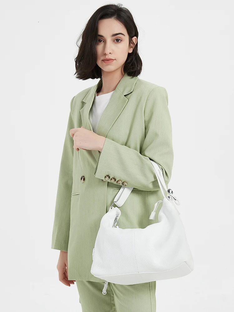 Zency 100 Genuine Leather Women Hobo Bag White Lady Tassel Shoulder Bags Classic Red Handbag Crossbody Purse Trendy 251014