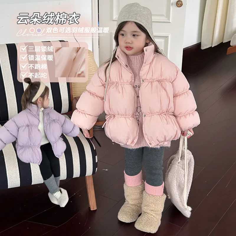 Girls Winter Clothes Standup Collar Bread Clothes Cloud Velvet Threelayer Locking Velvet Thickened Cotton Clothe Cotton JacketT251016