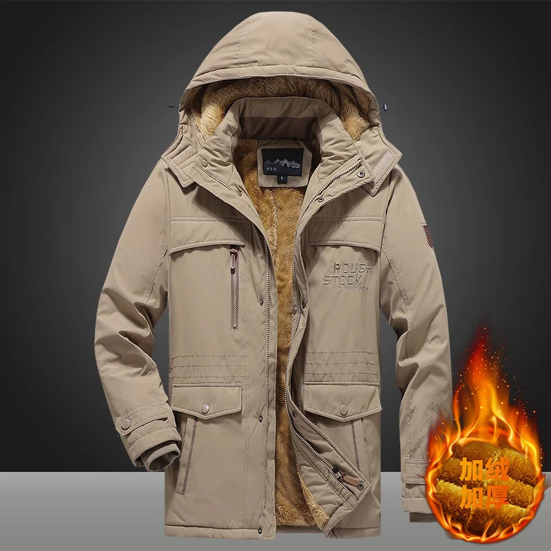 Men Winter Parka Down Jackets Military Windproof Hooded Parka Male Fur Collar Fleece Parkas Men Fashion Casual Thick Jacket 251028