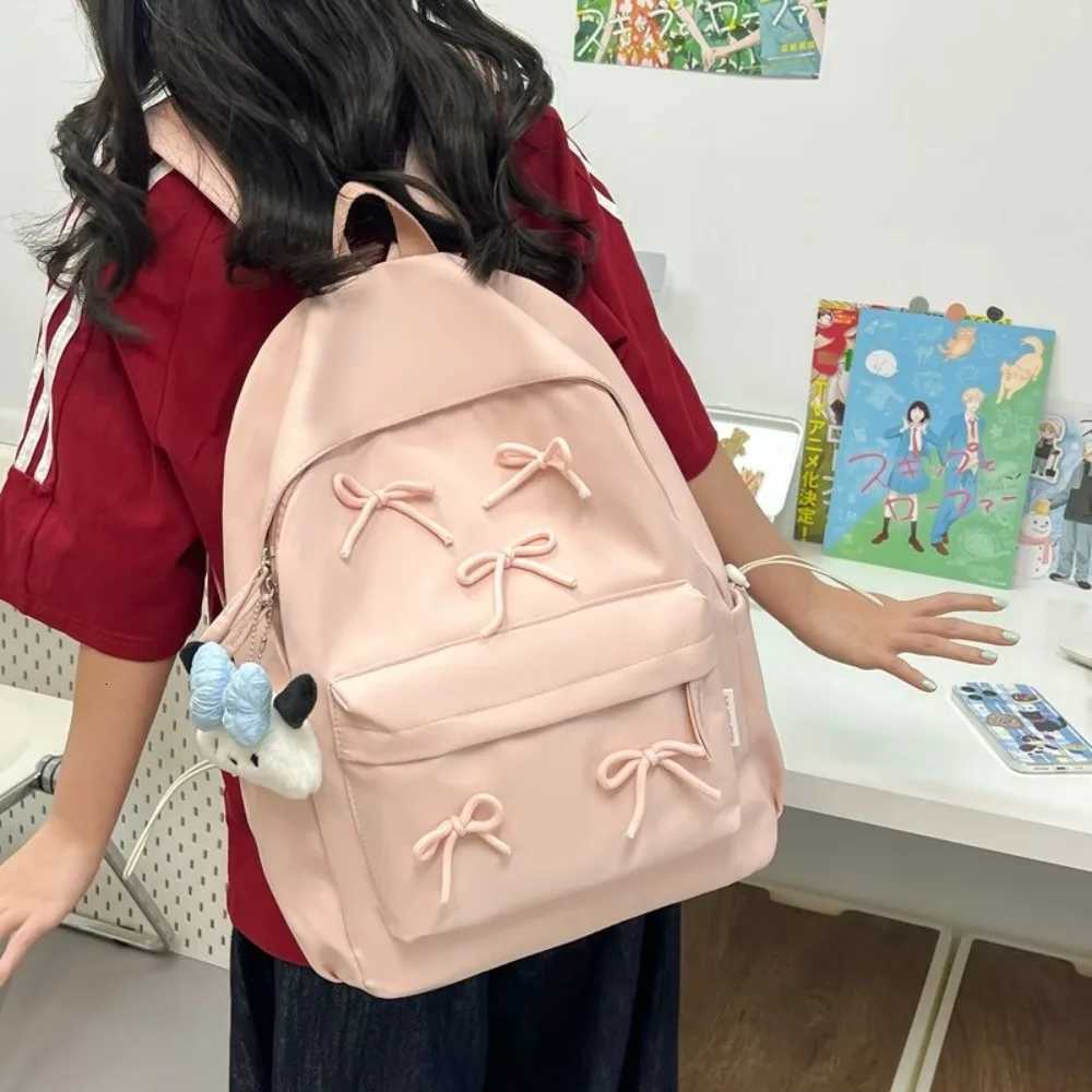 Fashion Large Capacity Bow Backpack Bow decoration Solid Color Girls Backpack Zipper Travel Bag Students Luggage BagsT251016