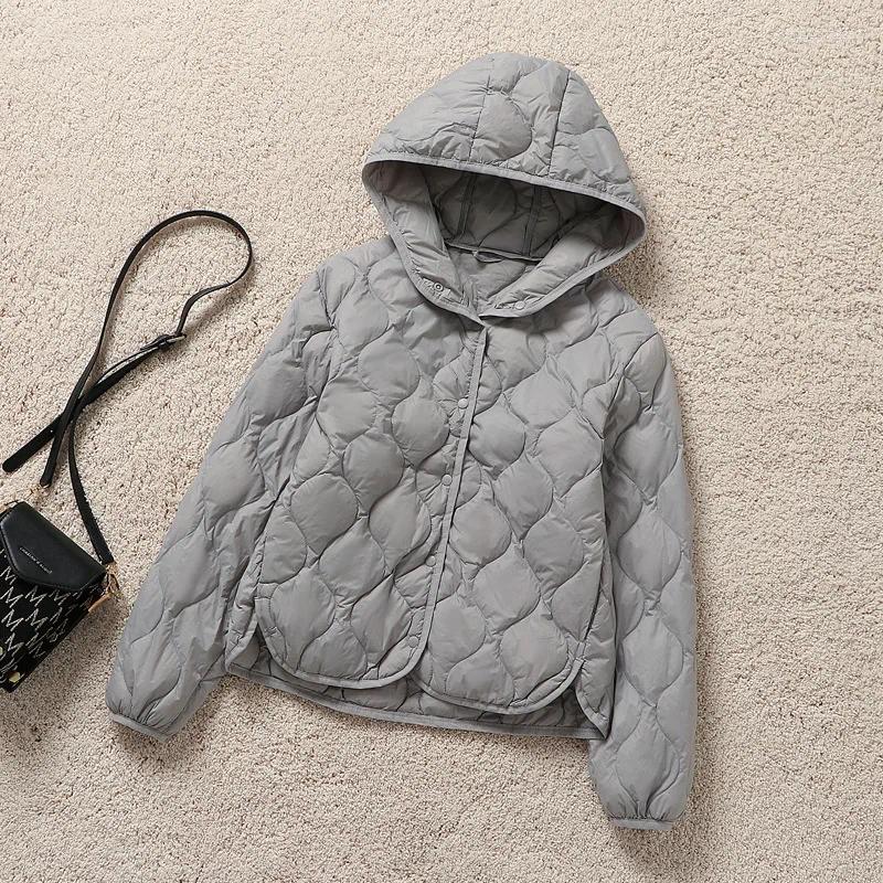 Women's Down Autumn And Winter Lightweight Jacket Fashion Warm Windproof Slim White Duck Hooded Mature