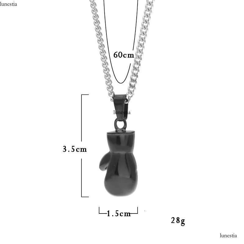 Mens Hip Hop Necklace Jewelry Stainless Steel Black Boxing Gloves Pendant Necklaces With 3mm*60cm Gold Cuban Chain