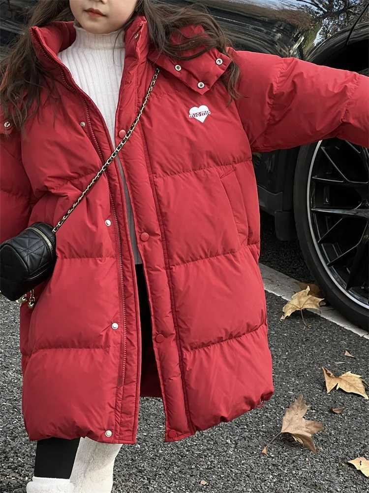 Winter Warm Cotton Padded Girls Solid Coat Waterproof Large Lapel Clothes Waist Belt Children Outwear Parkas Snowsuit TR153T251016