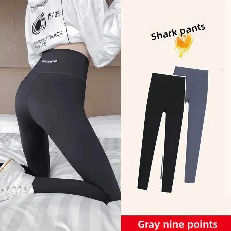 HighWaisted Fleece Lined Shark Skin Pants Womens Thickened Warm Yoga Pants Slimming Tummy Control Autumn Winter BottomsT251016