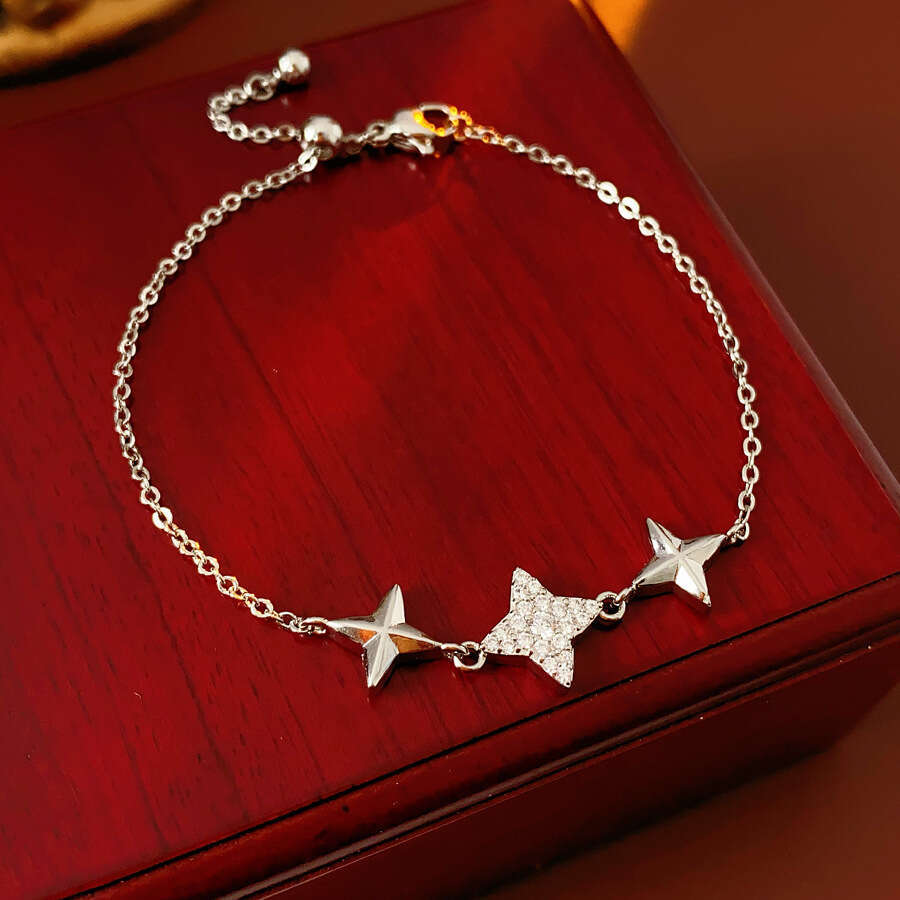 Korean Style Exquisite Zircon Star Pull-out Daily Fashion Commuting Versatile Bracelet Design Sense Niche Jewelry ddmypluto