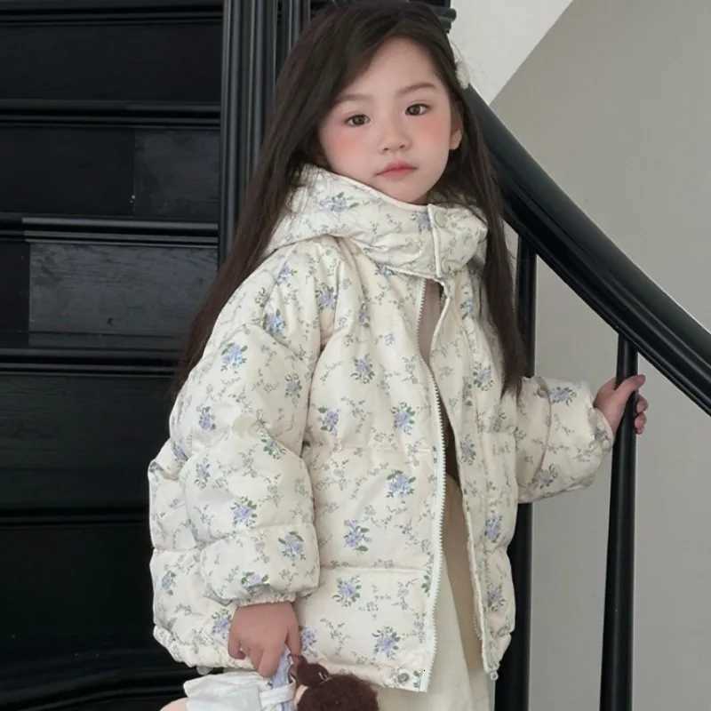 Girls Winter down Jacket for Children Hooded baby Fashion Duck Outerwear Windproof Coat Warm Floral Thicken SnowsuitsT251016