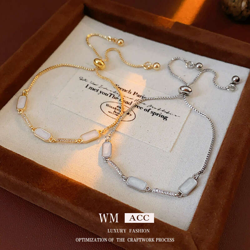 Oil Drop Rectangular One-word Simple Fashion Light Adjustable Bracelet Elegant High-end Commuting Jewelry for Women ddmypluto