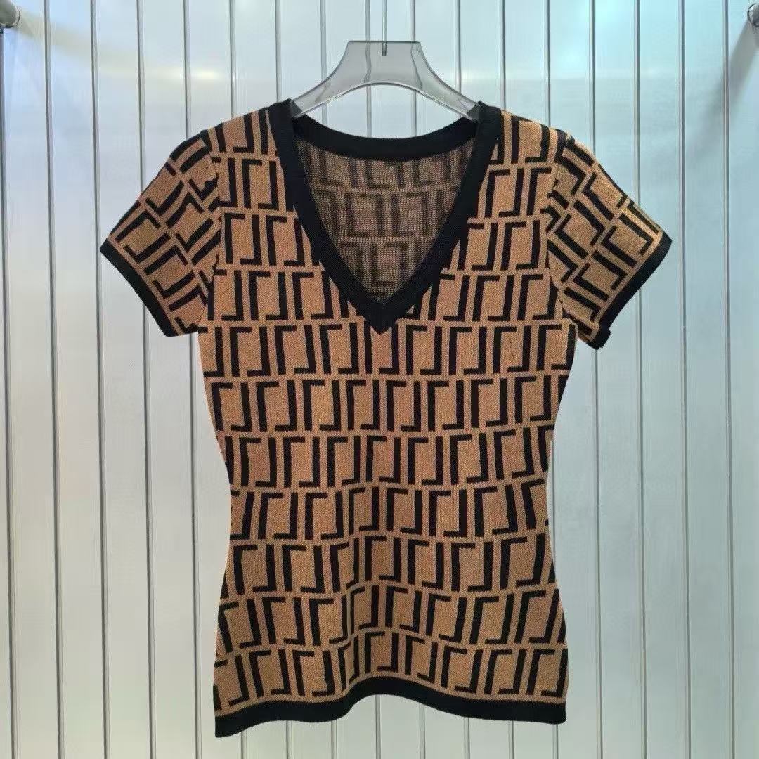 Women's Knits & Tees designer fashion knitting T-shirt Woman Designer Round neck Stripe Sweaters Knit Letter Knitted Short sleeve Fashion Casual Knitwear Shirts OJ01