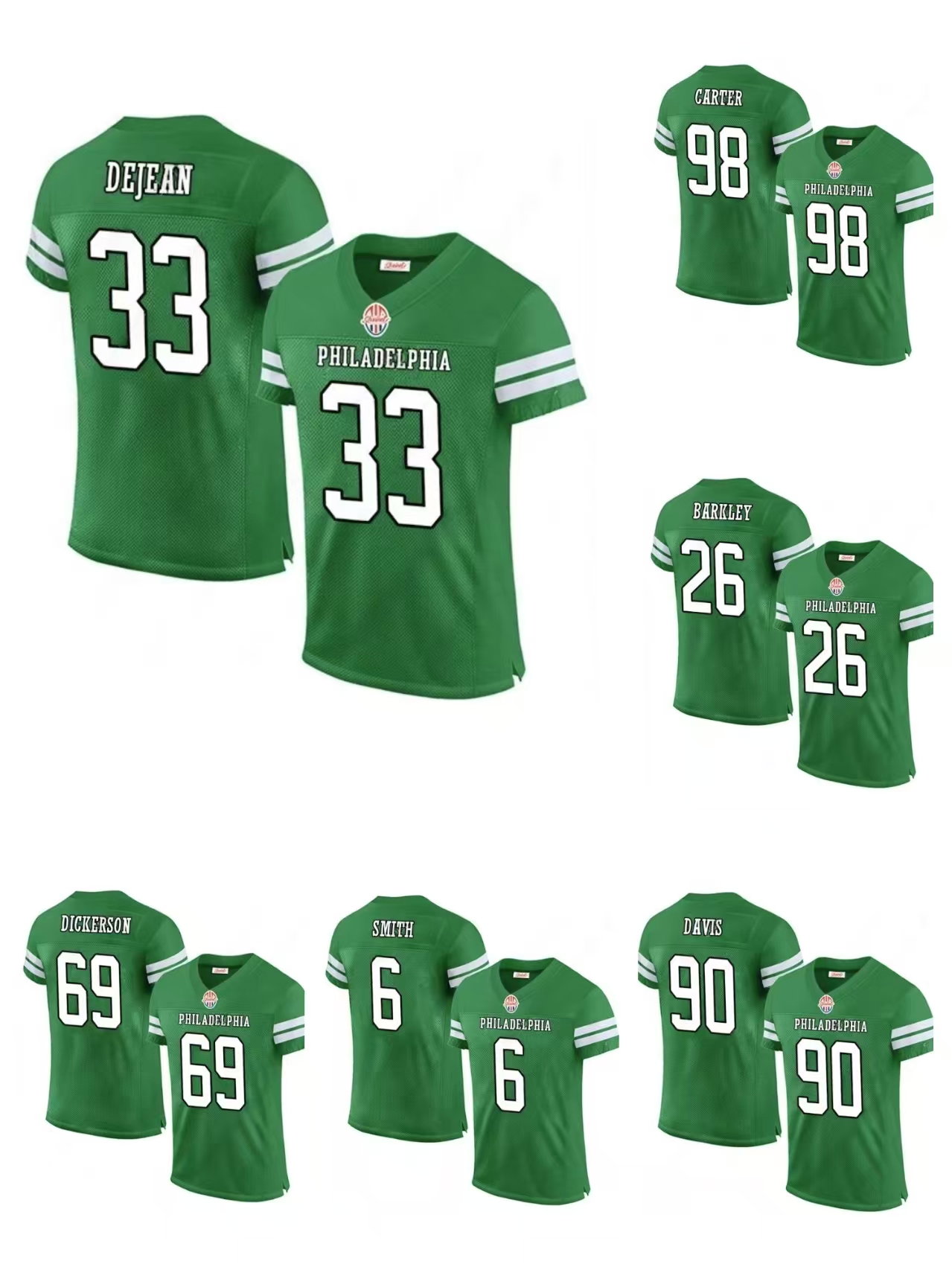 2024SeasonGreen Football Jersey Saquon Barkley Jalen Hurts A.J. Brown Carter DeVonta Smith Jason Kelce Pickett Cooper DeJean Huff Lane Johnson Mailata