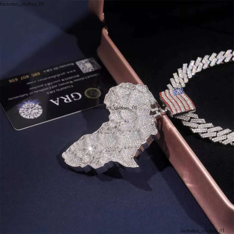 Ready Made Big Map Hip Hop Rapper Iced Out Large Size Moissanite Pendant