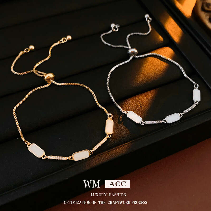 Oil Drop Rectangular One-word Simple Fashion Light Adjustable Bracelet Elegant High-end Commuting Jewelry for Women ddmypluto