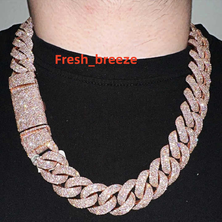Hot Sale Custom Fine Jewelry Necklace Hip Hop Bling Heavy Chain for Men Gra Certificated 925 Silver Cuban Link Moissanite Chain