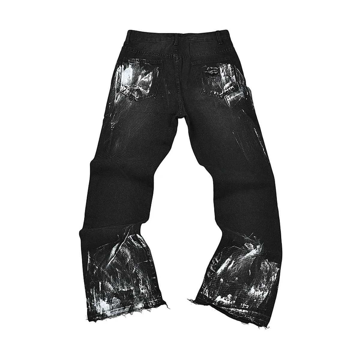 High Street Ink Painted Washed Black Baggy Jeans for Men Straight Vintage Loose Casual Denim Trousers Oversized Ropa Hombre Jean J251016