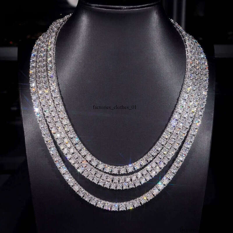 Street Hip Hop 5mm 6.5mm Moissanite Sterling Sier Table Tennis Necklace Men for Boyfriends Gift