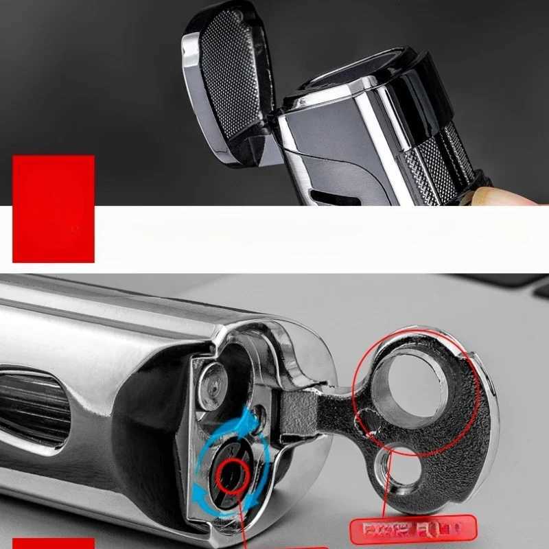 New Creative High end Portable Metal Three Torch Jet Windproof Lighter with Perspective Gas Window Small Tool for Mens Gift C251016