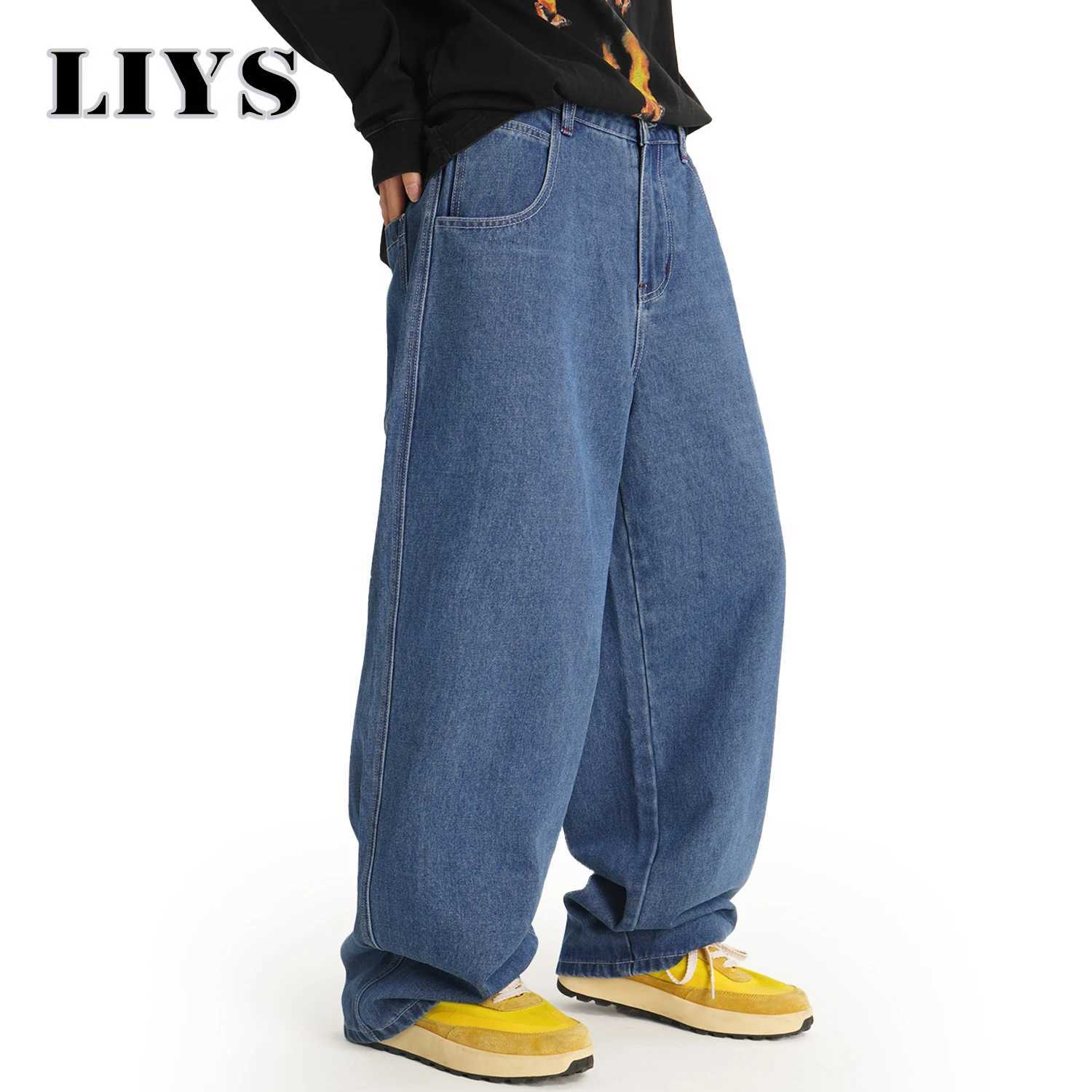 American Retro Mens Loose Wide Leg Skateboard Jeans Korean Version Street Personality Skateboard Skull Print Baggy Denim Pants J251016