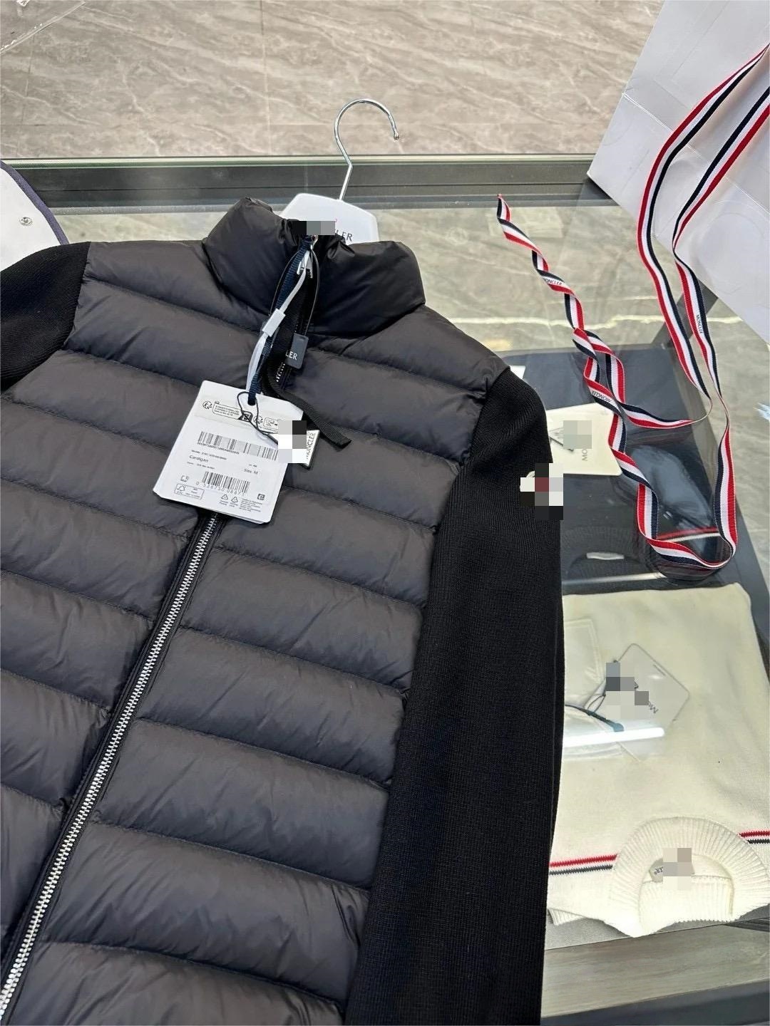 Womens Stand Collar White Ribbed Knit Down Jacket Lightweight 90 White Duck Down Coat L251115ZI6M