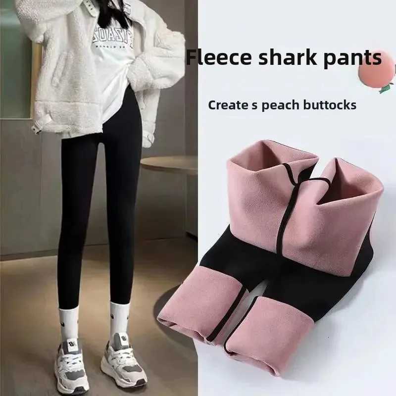 HighWaisted Fleece Lined Shark Skin Pants Womens Thickened Warm Yoga Pants Slimming Tummy Control Autumn Winter BottomsT251016
