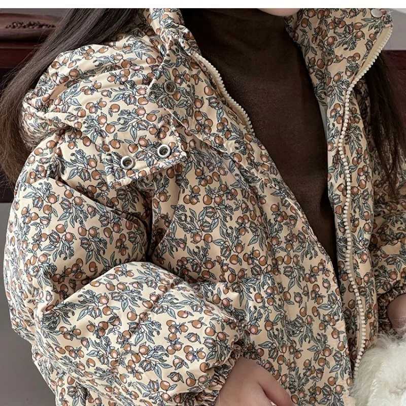 Girls Winter down Jacket for Children Hooded baby Fashion Duck Outerwear Windproof Coat Warm Floral Thicken SnowsuitsT251016