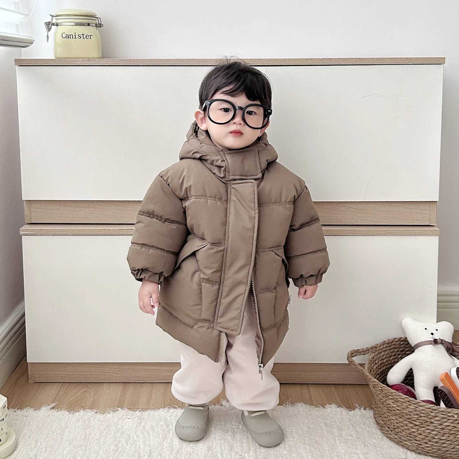 2025 Childrens Winter Cotton Jacket Warm Hooded Coat Boys And Girls Old Thick Fashion Childrens ClothingT251016