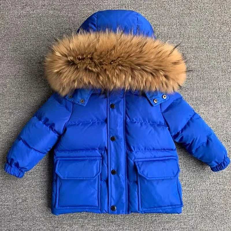 Winter New Hooded Down Coat For Girl Real Fur Collar Thicker Warm Outerwear Teenage Boys Kids Down Jackets Snowsuit A4761T251016