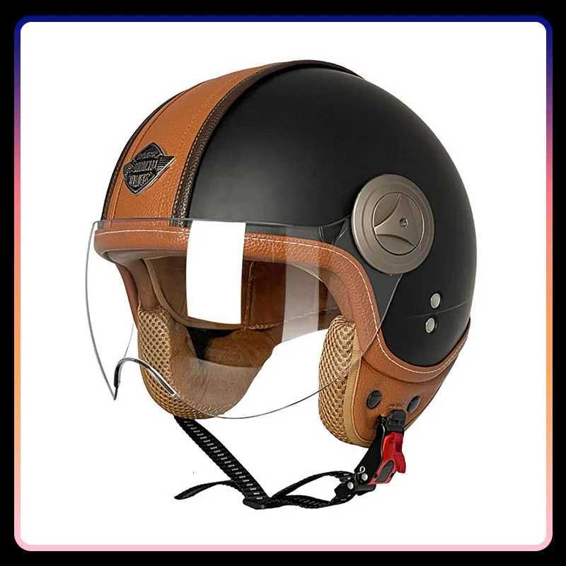 Open Face Motorcycle Helmet Vintage DOT Approved Retro Classic Jet Moto Helmet Men Women Open Half Helmet Unisex Casco Para Moto W251016