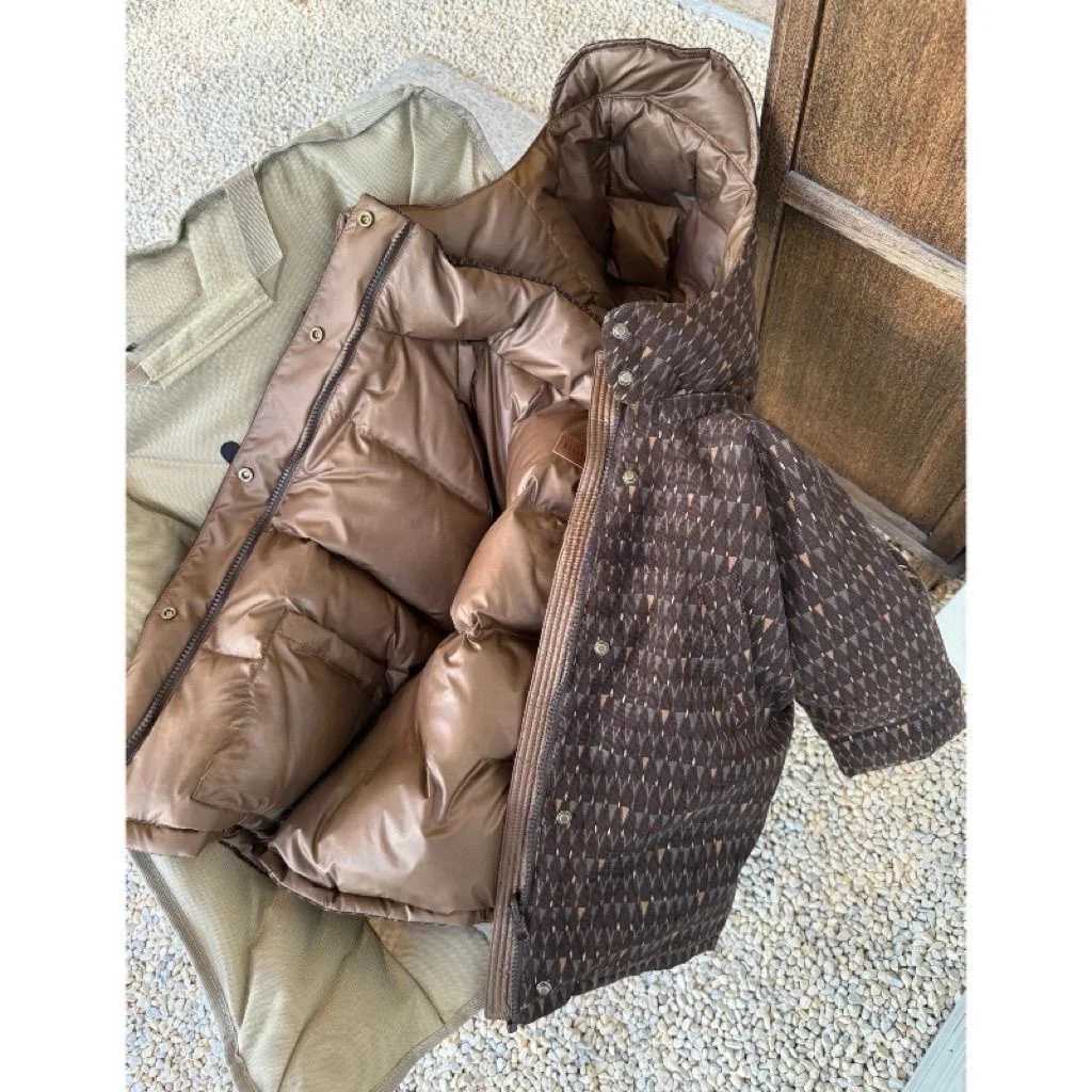 Chlidrens Reversibledown Coat 2025 New Korean Fashionable Casual Daily Long Sleeve Vintage Thicken Warm Cottonpadded ParkasT251016