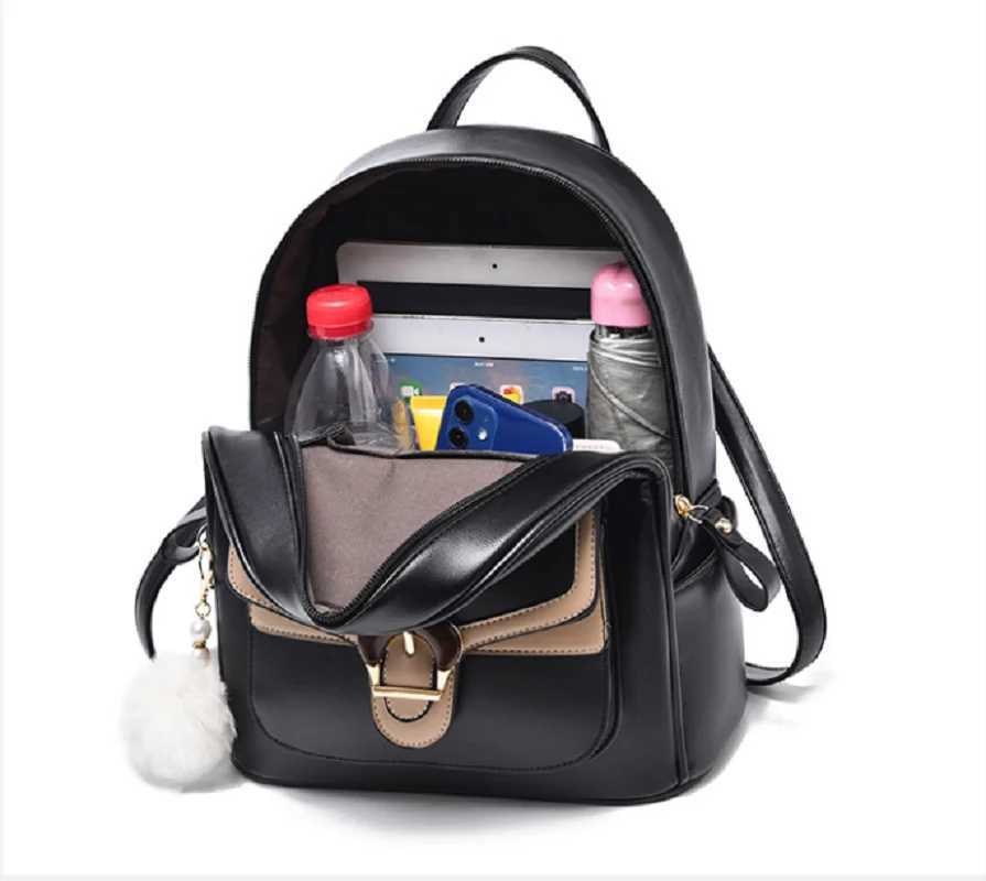 Luxury Womens Korean Fashion Large Capacity Travel Backpacks High Quality Leather Shoulder Bags Student School Bag BackpackT251016