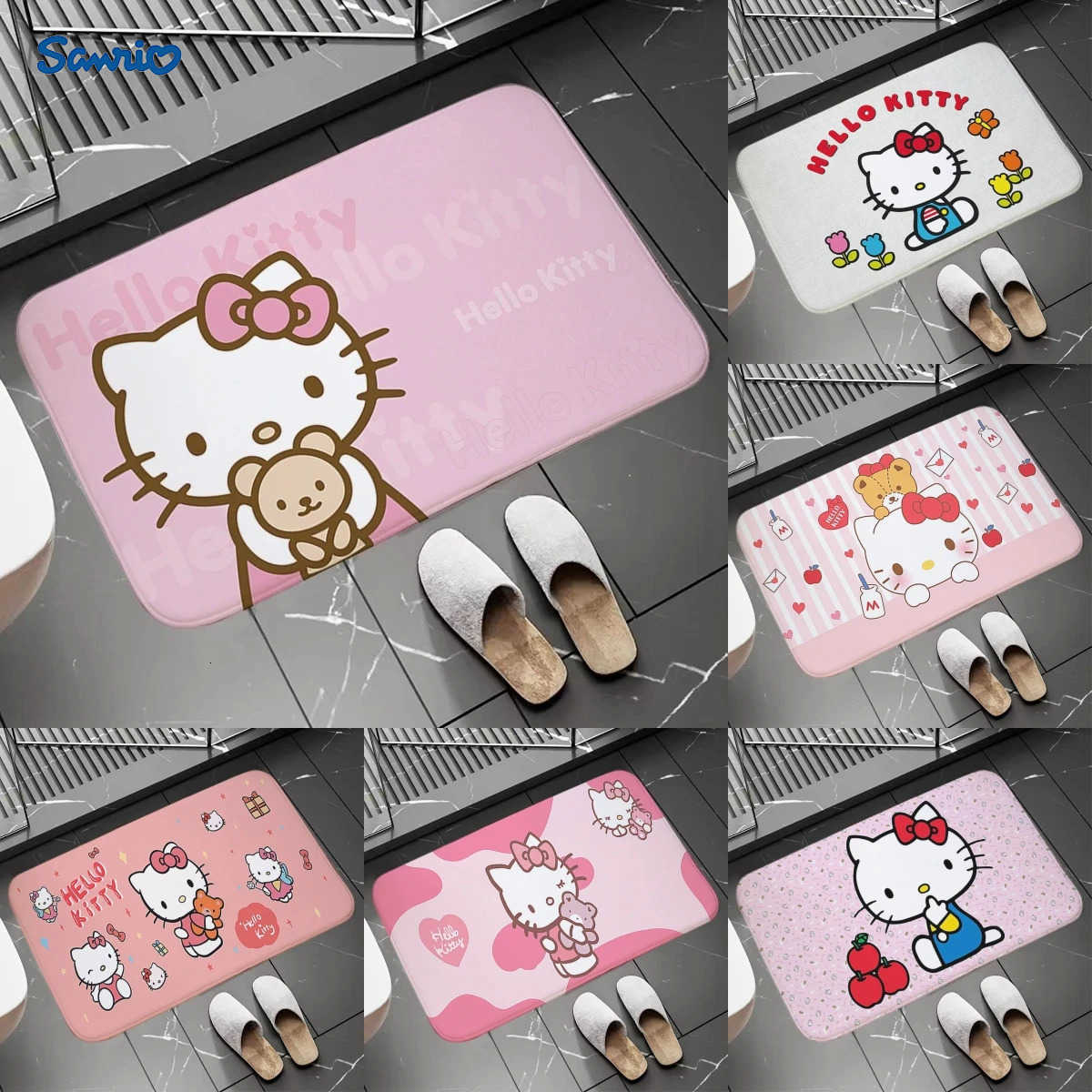 Sanrio Kawaii Hello Kitty Bathroom Floor Mat Kitchen Bedroom Home Decor Rug Stylish Sofa Soft Floor Mat Coffee Table Mats Gift L251016