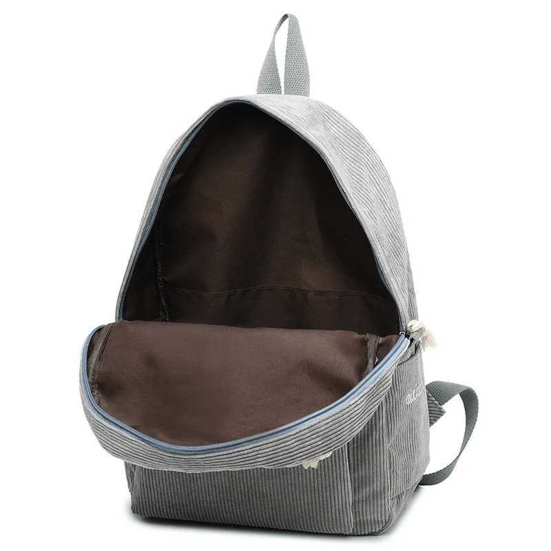 Beige School Backpack For Teenage Girls Pink Soft Fabric Backpack Female Striped Backpack For Women School BagT251016