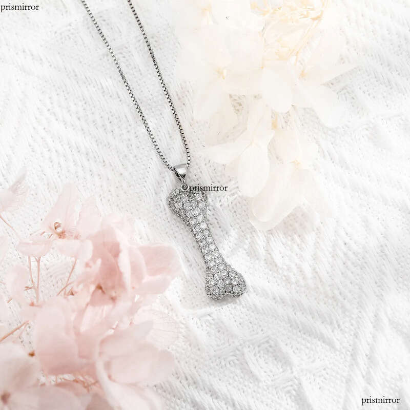 Mens Hip Hop Necklace Jewelry Sier Iced Out Bone Pendant Necklaces