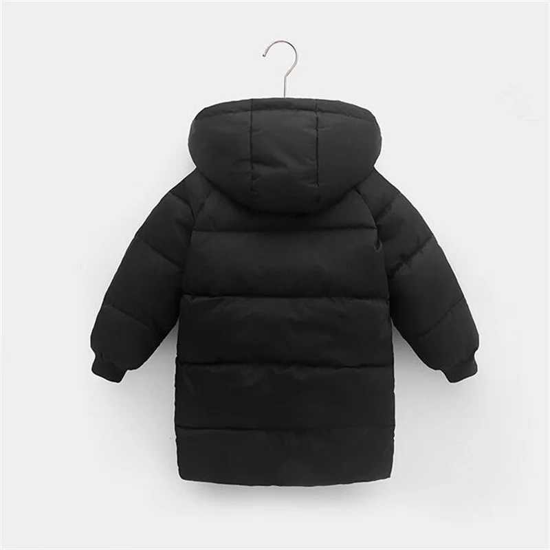 Winter Cold Protection Warm Hooded Jacket Kids Boys Girls Solid MidLength Coat Windbreaker Outerwear Casual Clothing 310 YearsT251016