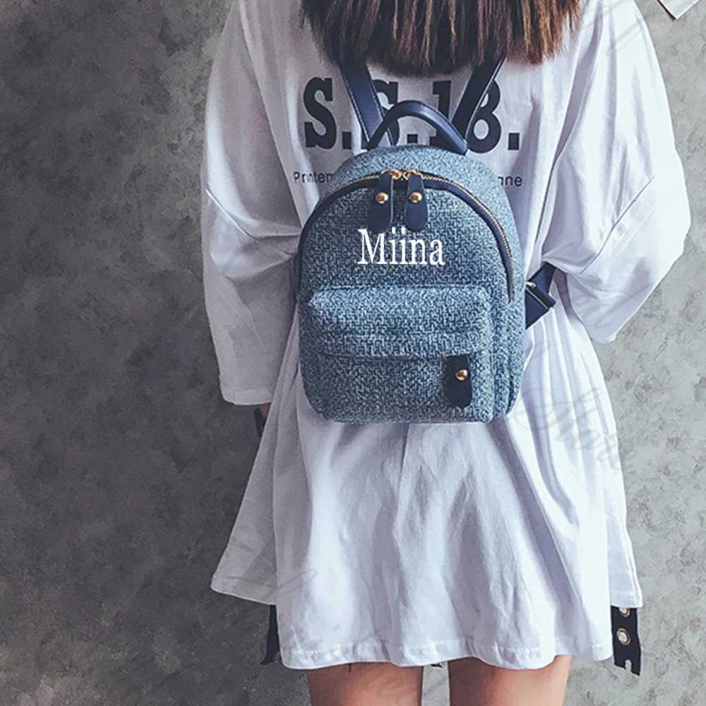 Customized Name Fashionable Backpack Womens Summer New Color Contrast Shoulder Bag Personalized Embroidery Travel Mini BackpackT251016